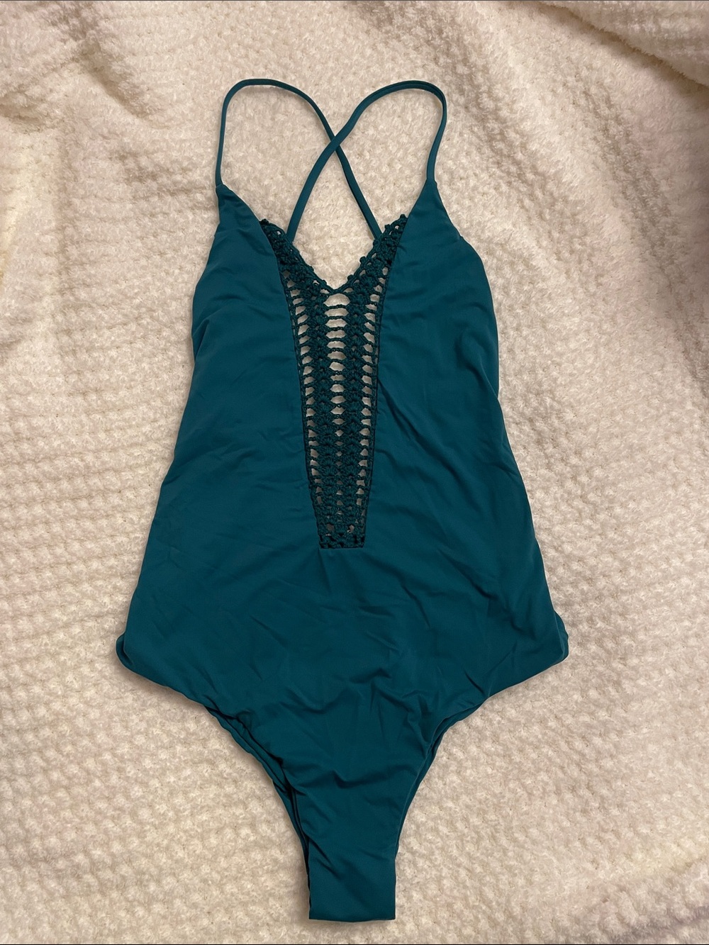 Billabong Teal One-Piece Swimsuit with Crochet Plunge